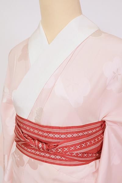 銀座【F-478】長襦袢 灰桜色 梅の図（半衿付） - 銀座きもの青木