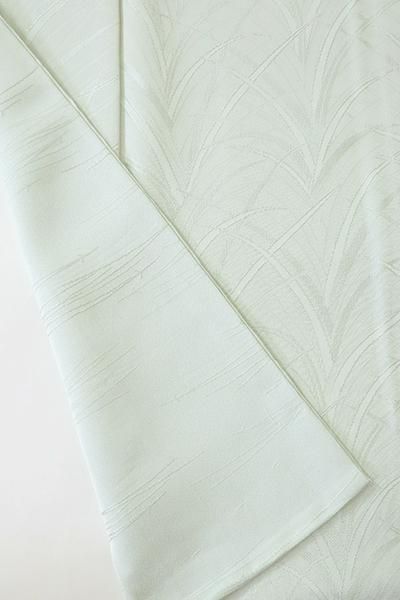 C-1990】繍一ッ紋 色無地 白緑色 大王松の地紋（反端付・落款入