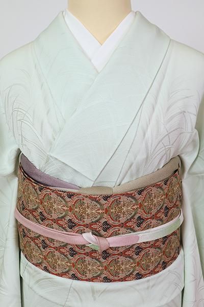 銀座【K-7152】西陣 龍村美術織物製 光波帯 桐に向鳳凰丸文錦 - 銀座 