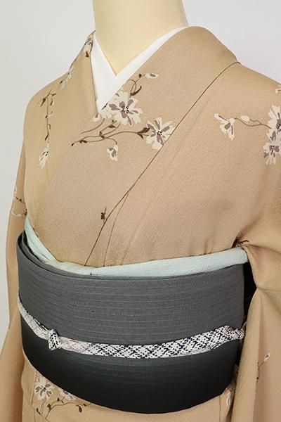 【お仕立付き・単衣】都粋オリジナルカラー東レセオαジャパンモード小紋(華唐草：ピンクベージュ)(手縫い)(別誂え)
