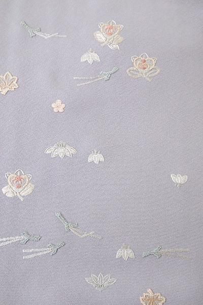 銀座【D-2681】(細め)刺繍 小紋 藤鼠色 吹き寄せ - 銀座きもの 銀座【D-2681】(細め)刺繍 小紋 藤鼠色 吹き寄せ - 銀座きもの