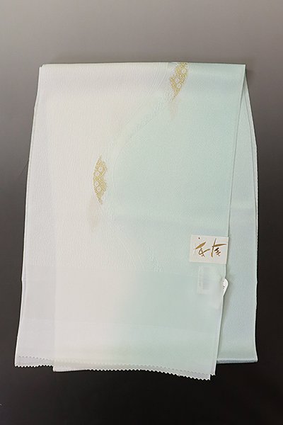 【G-1799】京都 衿秀製  帯揚げ 流線に亀甲 白×藍白