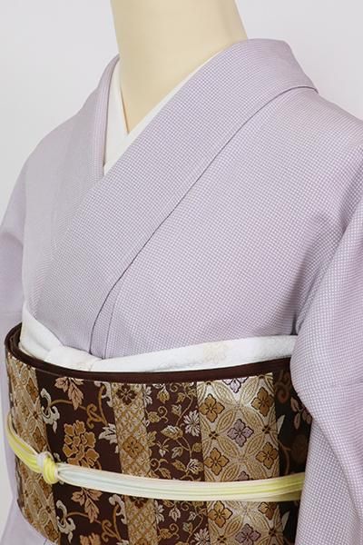 銀座【C-2064】江戸小紋 牡丹鼠色 角通し（反端付）（N） - 銀座