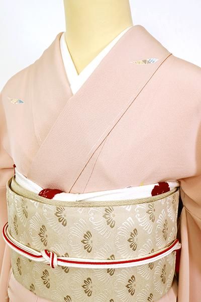 銀座【D-2788】小紋 淡い水柿色 笹の葉の図（ゑり善扱い