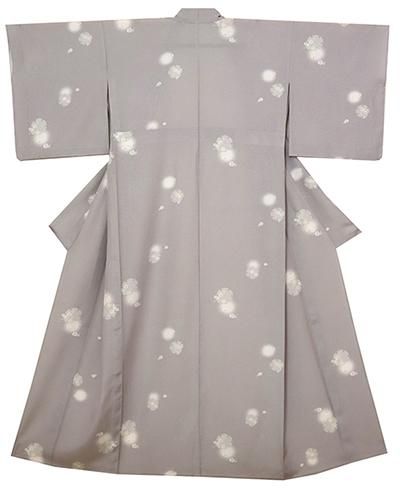 小紋　夏用　絽　雪輪紋　花模様　楓　オフホワイト　着物　053a d 小紋 夏用 絽 雪輪紋 花模様 楓 オフホワイト 着物 053a d