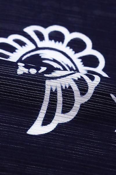 ズンダ✺美品 綿絽 雀 浴衣 着物 A3053 銀座【D-2833】竺仙製 綿絽 浴衣 鉄紺色 福良雀（反端付