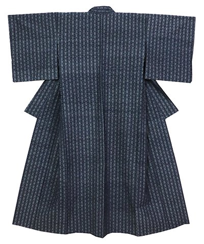 藍木綿 木綿 久留米絣 青海波 単衣 丈 160cm - 着物