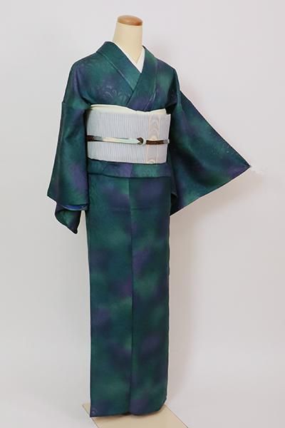 小紋　夏用　紗　抽象模様　幾何学　ダークトーン　グリーン　着物　042a d 楽天市場】紗 小紋 正絹の通販