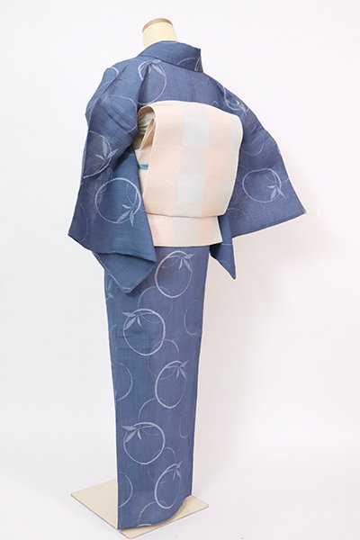 美品 小紋 K-3069 美しい花織 青磁色 横縞模様 着物 - atamlausanne.ch
