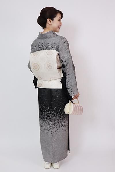 銀座【B-2946】（広め）紋紗 訪問着 黒色 疋田文 - 銀座きもの青木