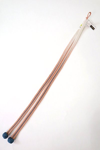 【G-1868】京都 衿秀製 羽織紐 平組 ときがら茶色×白色 暈かし （新品）