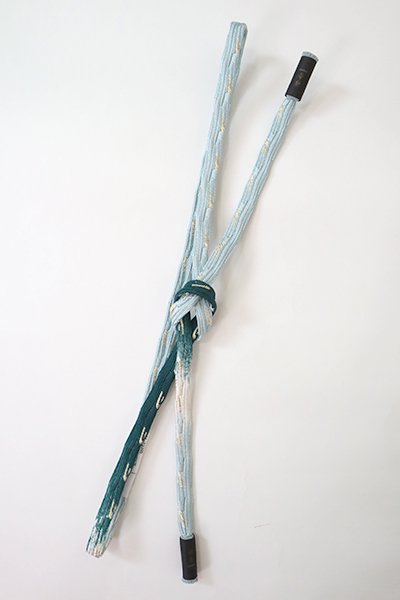 【G-1872】京都衿秀 帯締め 変わり貝の口組 鉄色×白藍色 暈かし（新品）