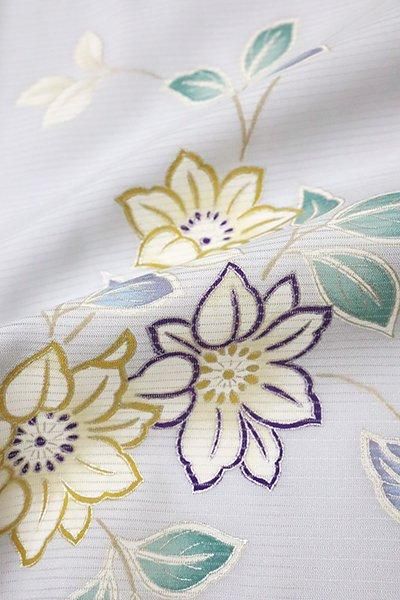 銀座【D-3469】小紋 灰桜色 花唐草文 :身丈157.5/裄69 - 銀座