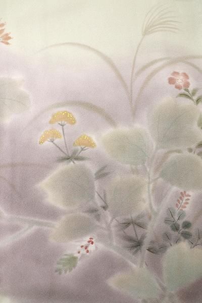 9-6 単衣 訪問着 刺繍 友禅 未使用 京友禅 刺繍 桜 金彩 訪問着 正絹 青 ブルー グレー 白