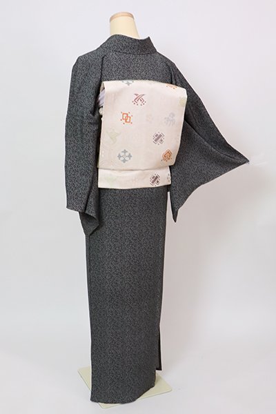 新品単衣小紋(茄子）後巾31