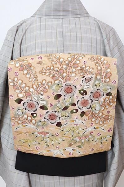 FN11966z 着物 正絹 袋帯 六通柄 平和屋着物◎六通柄袋帯 唐織 舞蝶花文 金銀糸 正絹 逸品