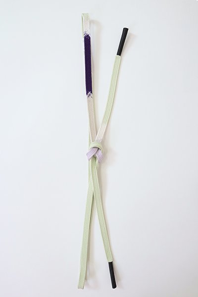 G-1890】京都 衿秀製 帯締め 内記組 紫紺色×白緑色 段ぼかし - 銀座