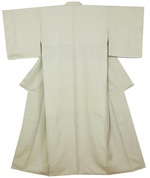 銀座【A-3479】御召 灰黄緑色 入子菱文 - 銀座きもの青木｜長く大切に