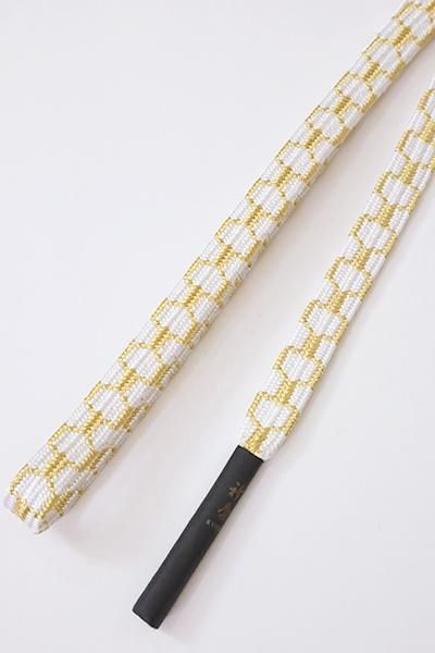 J-501】衿秀製 帯締め 亀甲組 白色×金色* - 銀座きもの青木 J-501】衿秀製 帯締め 亀甲組 白色×金色* - 銀座きもの青木