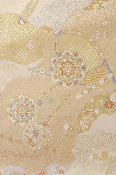銀座【L-7272】西陣 服部織物製 袋帯 鈍色 若松文（落款入