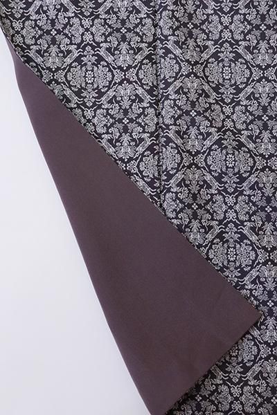 銀座【A-3488】御召 藍墨茶色 上代裂文(反端付・落款入) - 銀座きもの