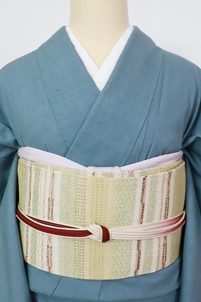 銀座【K-7894】七代目 吉澤与市 紬地 織名古屋帯 青朽葉色 多彩 銀座【K-7894】七代目 吉澤与市 紬地 織名古屋帯 青朽葉色 多彩