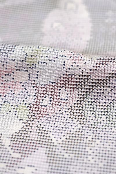パールトーン加工済み【特選白大島紬◇刺繍付下げ】疋田文様 月