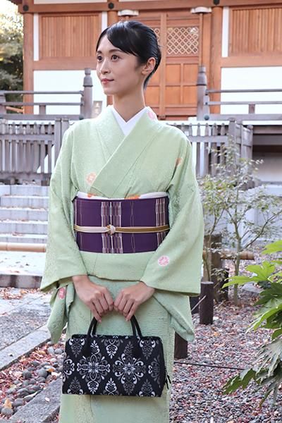 G-1901】京都衿秀 利休バッグ 黒色 花菱文 - 銀座きもの青木｜長く大切