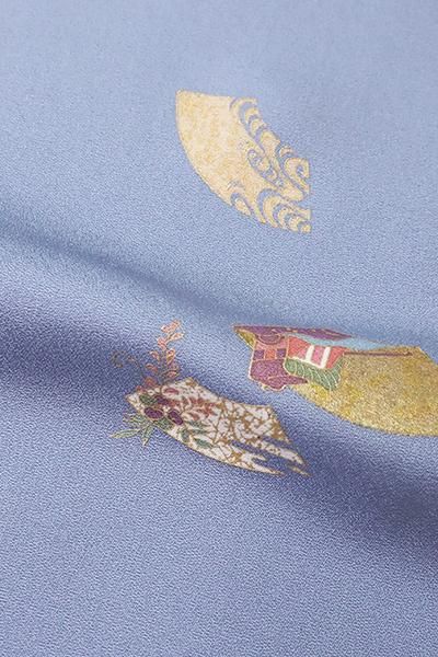 デミオ様リクエスト2点＞正絹 本袋帯 落ち着いた青地に花鳥文美品