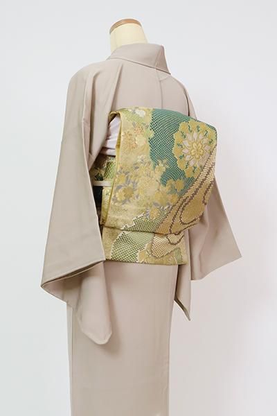 袋帯 唐織錦 流水に美しい花模様 金糸 薄銀煤竹色 O-3840 38c6cb4e7888c9cbe3d6b992676b9d