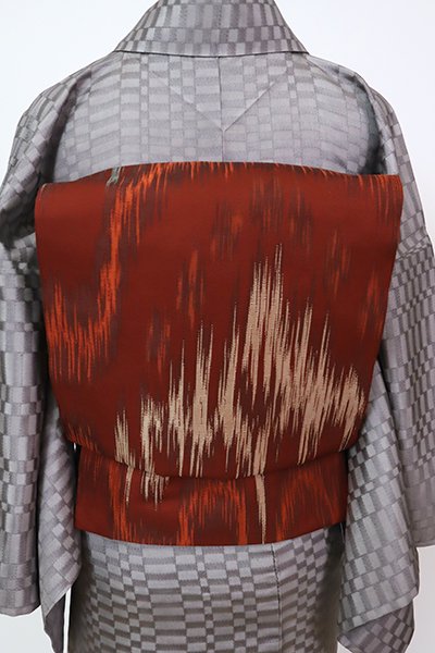銀座【L-6042】西陣 三風魯製 本袋帯 赤銅色 太子間道（落款入）
