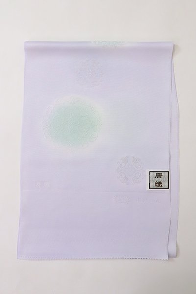 【G-1936】京都 衿秀製 帯揚げ 藤色×白緑色 華文（新品）