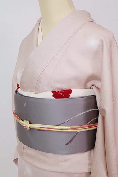 あおき【L-6060】辻村ジュサブロー 洒落袋帯 煤色 兎に桜の花弁散らし