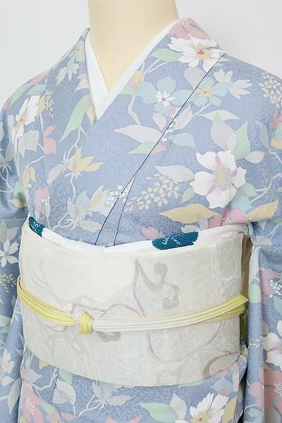 銀座きしや 誂え 袷付け下げ 藤色 縮緬 ちりめん 一つ紋 手描き