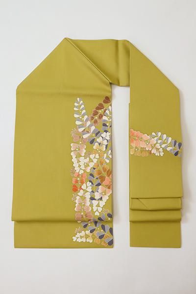 名古屋帯 塩瀬 菊の花模様 金銀彩 淡萌黄色 KO-1237 名古屋帯 塩瀬 菊の花模様 金銀彩 淡萌黄色 KO-1237