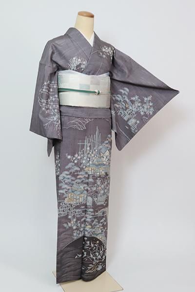 紋錦紗 絵羽長羽織 正絹 芍薬 着物 antique kimono A-1107 ☆新春福袋