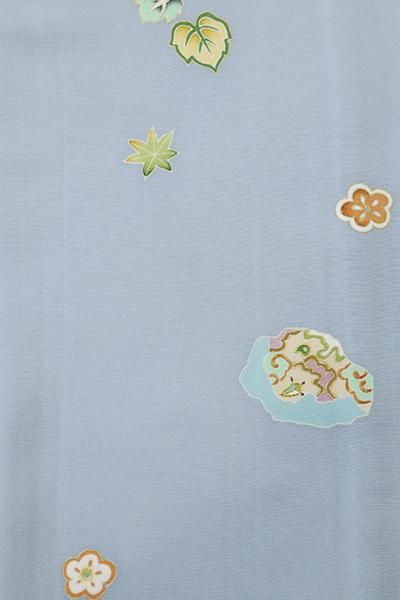 単衣 付下げ 波模様 刺繍 水玉 青磁色 KK-2081 単衣 付下げ 波模様 刺繍 水玉 青磁色KK-2081