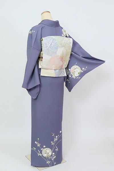 銀座【B-3130】単衣 訪問着 紅掛花色 丸に四季花の図（N）（反