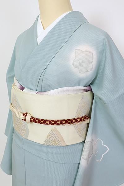 銀座【B-3160】（細め）薄物 付下げ 秘色色 桔梗の図 - 銀座