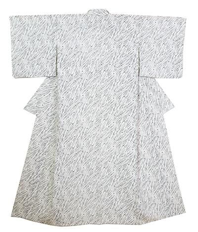 あおき【D-3116】竪絽 小紋 白色 柳に燕の図 - 銀座きもの青木