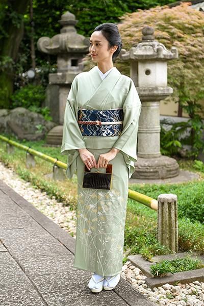 きものヱビス■ 紬地刺繍訪問着　工芸染織 銀座むら田 畳紙付き詳しくは写真にてご確認ください