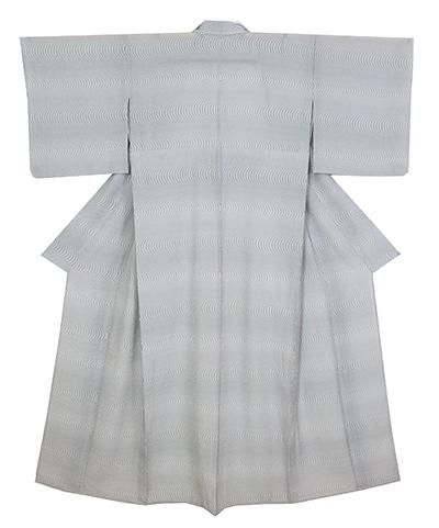 銀座【C-2285】（細め）竪絽 江戸小紋 蝋色 伊予縞 - 銀座きもの