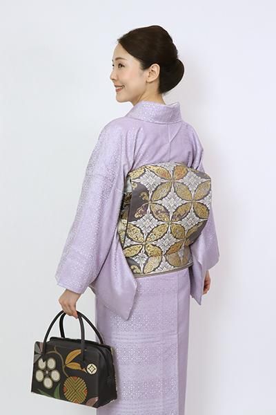 袋帯 リボン織 花柄に宝尽くし ガード加工 O-2023
