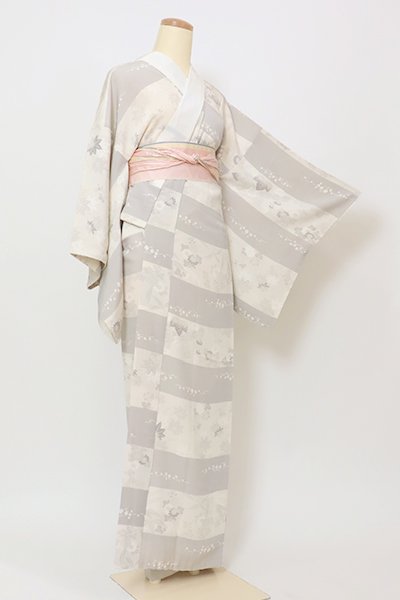 女性着物＆襦袢のセット 絹 袷 青系 和服 和装 日本製□長期保管の未