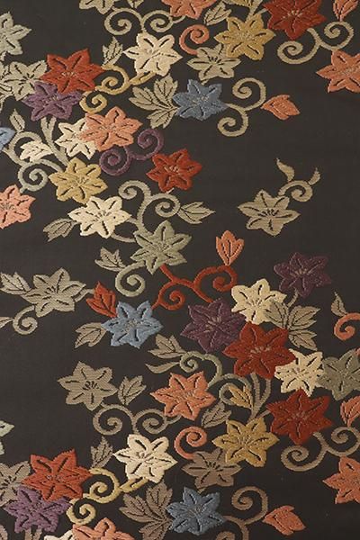 銀座【K-8472】織名古屋帯 涅色 鉄線唐草文 - 銀座きもの青木