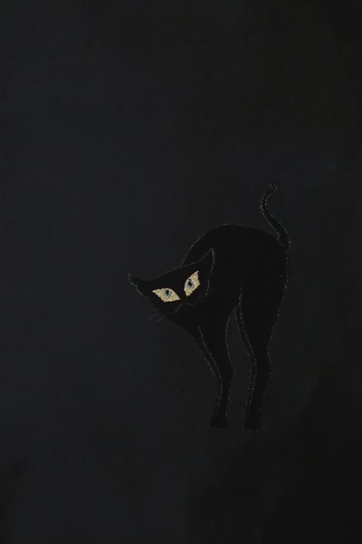 銀座【K-8485】織名古屋帯 黒色 黒猫の図 - 銀座きもの青木｜長く大切に着続けて頂きたい上質な着物や帯 |ONLINE SHOP