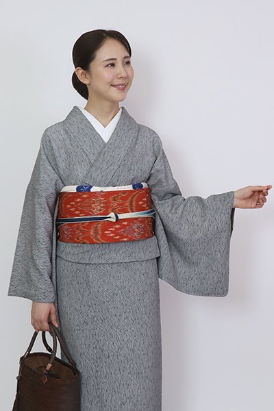 銀座【L-6326】西陣 川島織物製 袋帯 弁柄色 太子間道（落款入