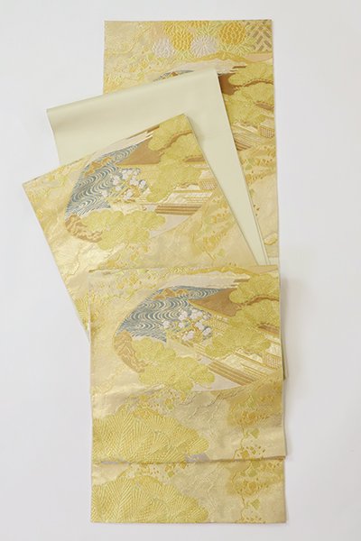 銀座西陣 川島織物製 本金 袋帯 金色 貝合わせ文   銀座