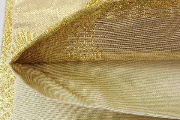 銀座【L-6371】西陣 川島織物製 本金 袋帯 金色 貝合わせ文 - 銀座