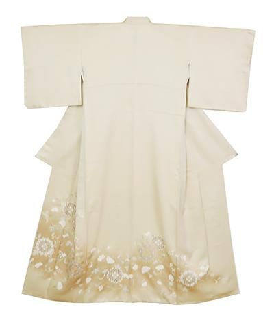 銀座【B-3228】（細め）染一ッ紋 色留袖 鳥の子色 華文や花唐草 - 銀座